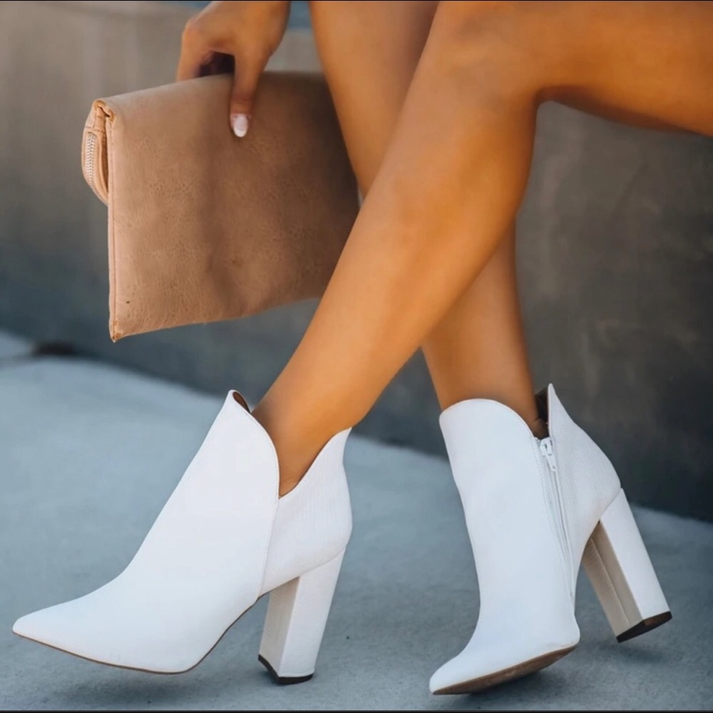 White Heeled Booties -Qupid Brand